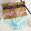 Men Briefs Low-rise Elastic Waistband Side Opening Design U-Convex Panties Breathable Underwear Daily Wear