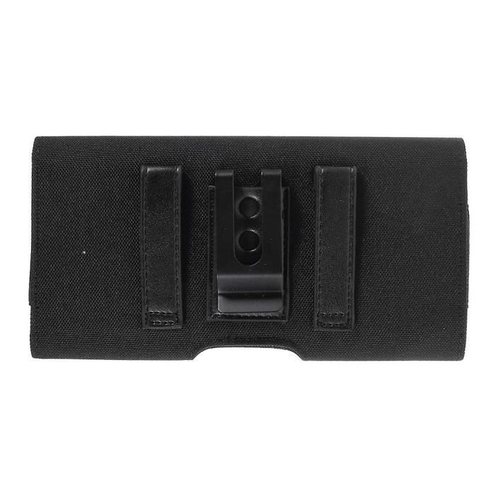Étui Horizontal Housse Clip Métal Ceinture Pince en Textile et Cuir avec Porte-cartes pour Vivo X20 Plus > Noir
