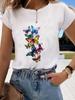 (Asian Size) Short Sleeve T-shirts Clothing Fashion Print  T Female Butterfly Sweet 90s Casual Women's Top Graphic Tee