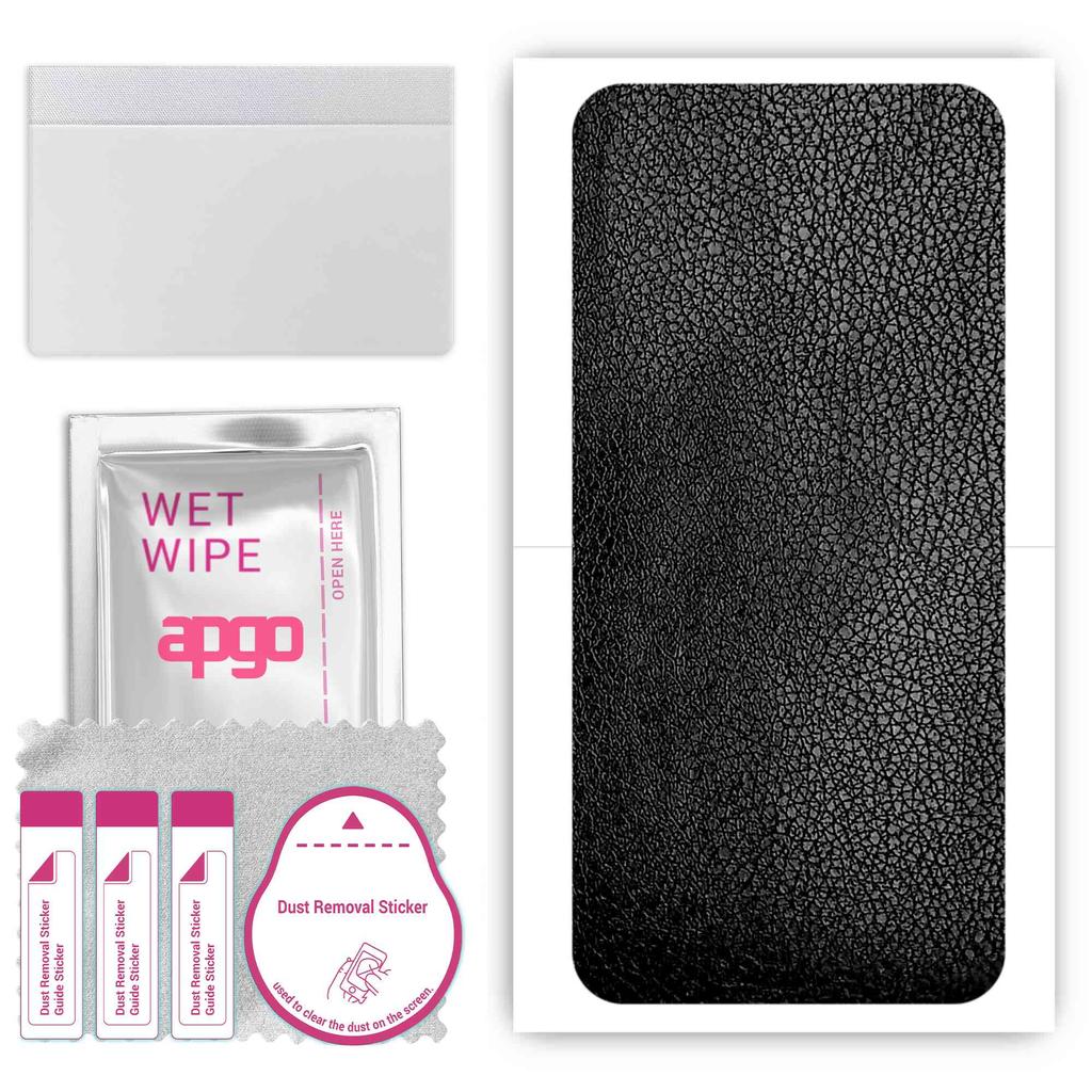 apgo Protective Skin Sticker for the Back Compatible with Doogee X50, Wrap Film, Foil, Vinyl - Pattern Black Leather