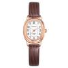 Women's Watch with Leather Strap, Simple Antique Design: Oval Analogue Watch with Waterproof Leather Strap, Casual, Business, Fashion Accessory - Perf