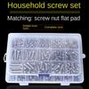 Stainless Steel Hardware Assortment Kit, Flat Head Screws with Nuts and Washers, Cross Round Head Bolts In Box