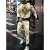 Retro  Trendy 3D Printed Sports Shirts Sports Pants Long Pants Men's Round Neck Sports and Fitness Sets Casual Street Wear