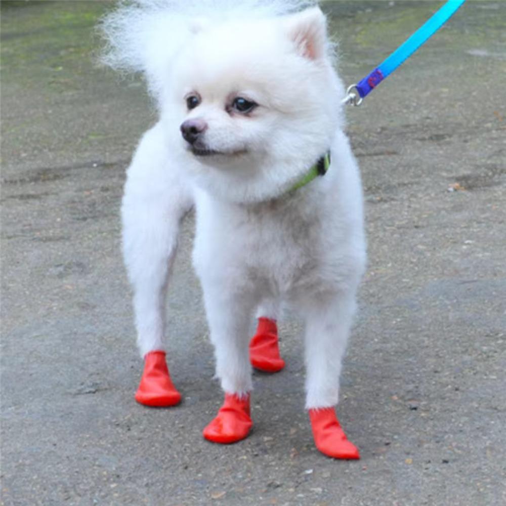4Pcs WaterProof Pet Socks Rubber Pet Dog Rain Boots Pet Supplies Dog Rain Shoes  Puppy