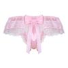 Men's Sissy Frilly Ruffled Lace Trim Crossdress Underwear G-String Thongs Briefs Panties