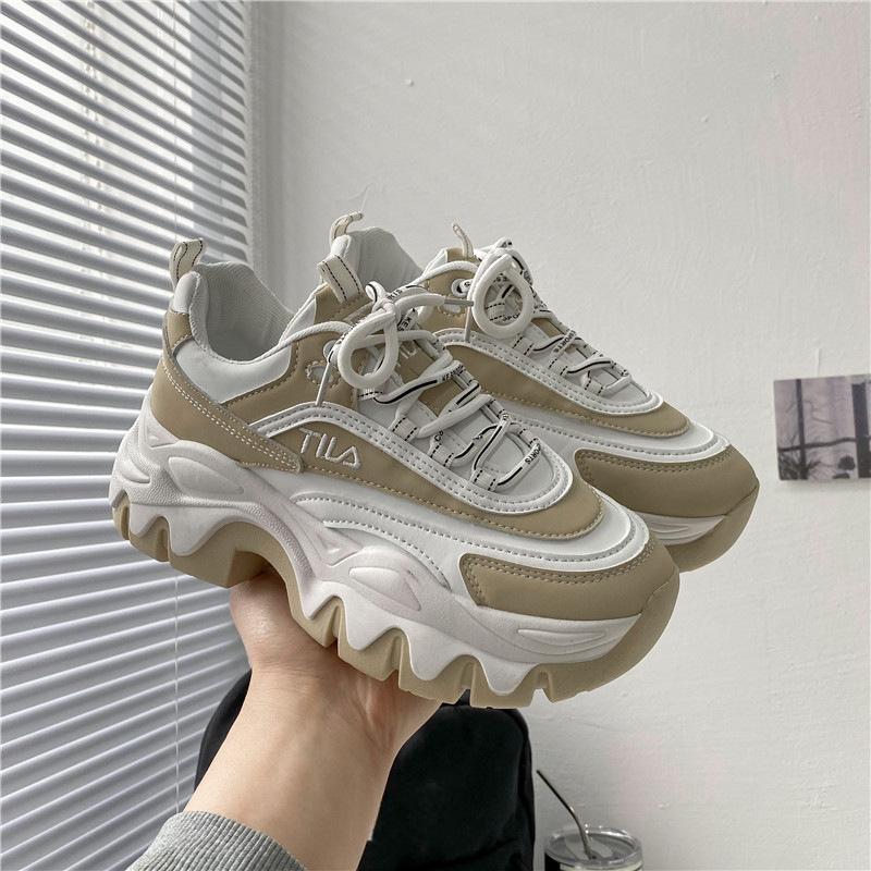 Korean Version Women Shoes Thick Bottom Elevated Increase 2024 New Casual Simple All-match Running Women Sneakers Autumntime