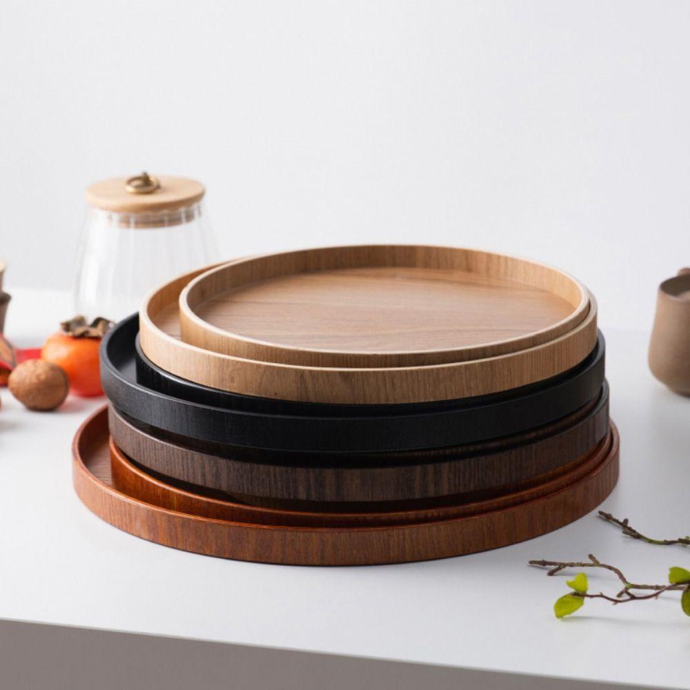 Simple Decorative Tray Natural Candle Holder Tray Multifunctional Wood Serving Tray Coffee Table