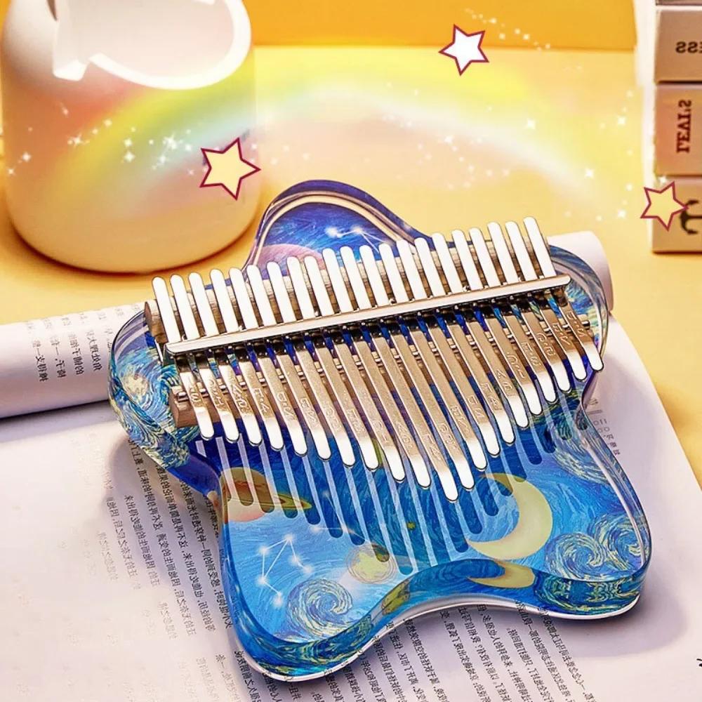 Acrylic Kalimba 17 21 Keys Cute Chromatic Kalimbas Sound Therapy Portable Mini Thumb Piano Children Beginners Practice Musical Keyboard Accessories