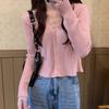 Women's V-neck Knit Short Cardigan Sweater Small Coat Versatile Spring Autumn Slim Fit Top