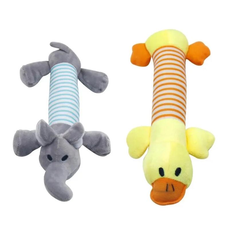 2 Pack Molar Dog Toy Plush Supplies Fit For All Puppy Pet Squeak Chew Toy Funny Durable Chew Elephant Duck Pig Toy Pets Supplies