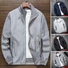Men Outdoor Windbreaker Lapel Long Sleeve Solid Color Jacket Pockets Zipper Placket Spring Autumn Coat