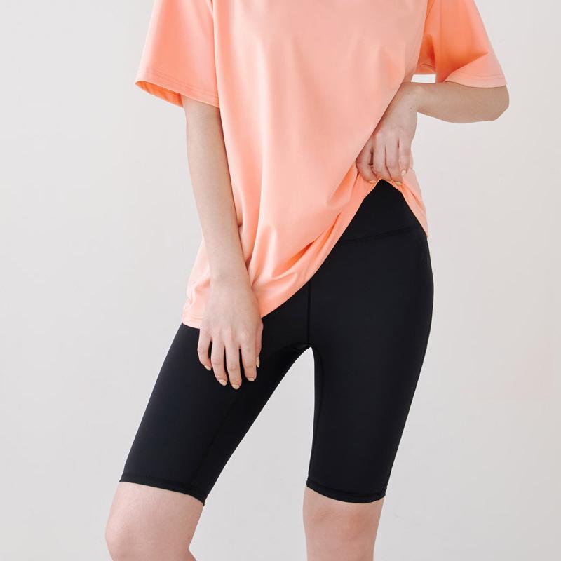 Women's Long High-Waist Quick-Dry Black Swim Trunks - Anti-Exposure, Summer Wear, Sold Separately