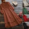 Women's Spring Solid Cotton Linen Shirt Dress Ladies Loose Dress Long Tops Blouse Plus Size Clothes Clothing 2024
