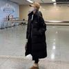 Black Down-padded Jacket for Women Winter New Korean Style Long Over-the-knee Bread Coat Thickened Jacket