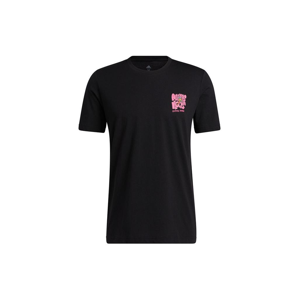 Adidas Lil Stripe Boba Fun Print Logo Basketball Short Sleeve T-Shirt Men Tops Black HB5486