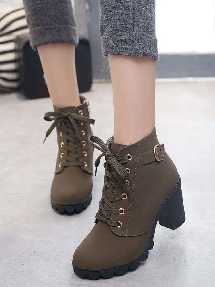 Plus Size 35-43 Winter Casual Women Pumps Warm Ankle Boots Waterproof High Heels Snow 2025 Shoes Botas Patent Botas Muje Jkm8