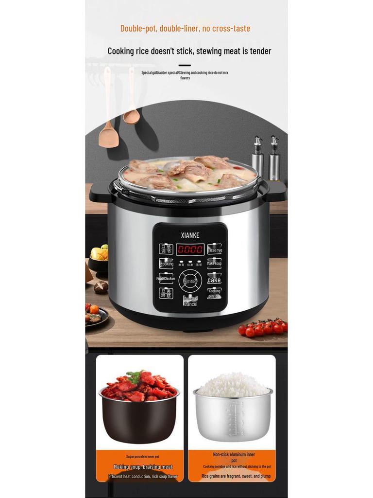 Multifunctional Electric Pressure Rice Cooker with Double Pot & Large Capacity [Manufacturer]