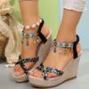 Fashion 2025 NEW Casual Fashionable Wedge Roman Summer Flower Thick Sole Sexy High Heels Women's Walking Open-toe Sandals