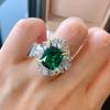 Jewelry Ring Female Simulation Emerald Ring Diamond Women'S Ring Main Stone 10 * 12