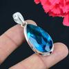 Blue Topaz Gemstone Pendant Solid 925 Sterling Silver Pendant Jewelry Gift For Unisex