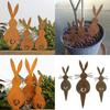 3Pcs Rabbit Ground Plug Garden Art Lawn Art Decorative Stake Rabbit Garden Stakes Metal Rabbit Yard Stake Signs Iron