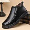 Men's 2025 Winter Genuine Leather Fleece-Lined High-Top Snow Boots with Thick Soles for Middle-Aged and Elderly
