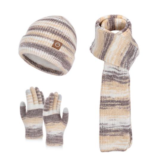 3 шт./компл. Женская зимняя шапка, шарф, перчатки, комплект, утолщенная бархатная подкладка, вязаная шапка