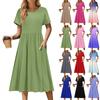 Women's CasualRound Neck Midi Dress Basic Classic Outdoor Everyday Short Sleeve Loose Dress