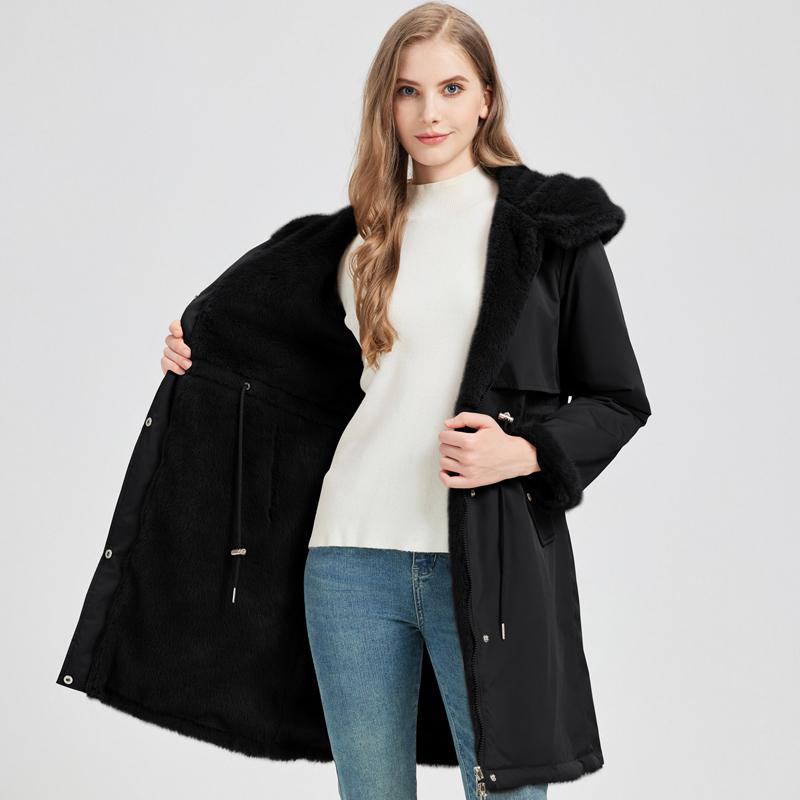 Fashion Winter Coat Female Long Parkas Hooded Can Be Worn On Both The Inside and Outside Loose Thick Warm Women's Faux Fur Jackets