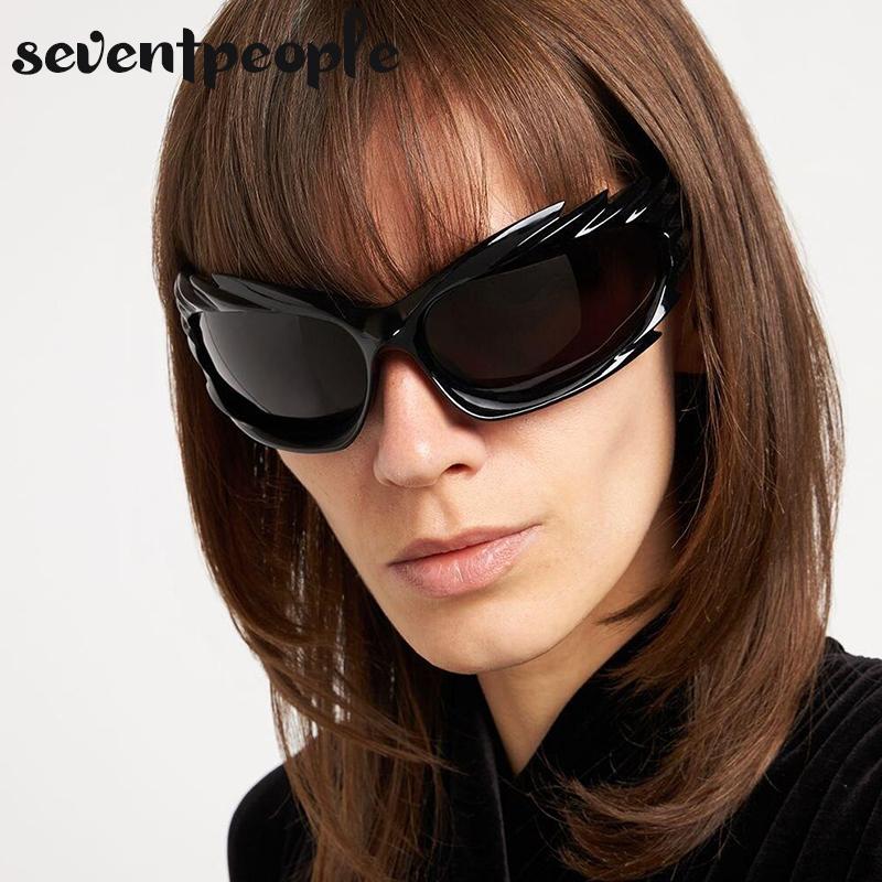 Spike Rectangle Sunglasses Women Men Luxury Brand Designer Fashion Punk Sun Glasses for Male Steampunk Y2K Sports Sunglass