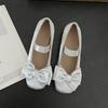 Low Heel Light Mouth Silver Single Shoes Women's 2025 Spring and Autumn New Soft-soled Ballet Shoes Retro French Mary Jane Shoes