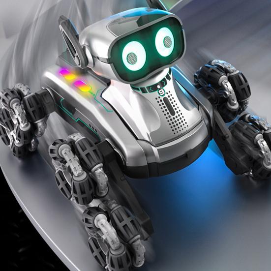 Remote Control Smart Robot Dog 8WD 360 Degrees Rotating Electric Robot with Music Light Toddlers Boys Girls Educational RC Stunt Car Puppy Toy