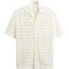 Solid Color Loose Crochet Hollow Texture Casual Short Sleeve Shirt Men Shirts Off-White 0881430-251