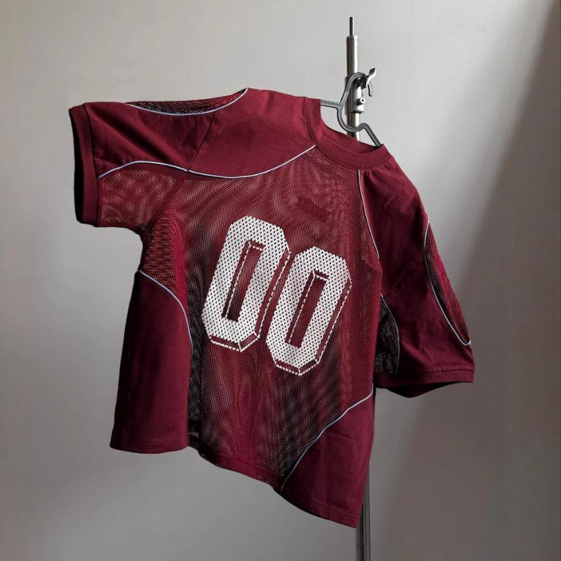 Summer European and American No. 0 Jersey Mesh Loose Casual Men's and Women's Digital Printed Breathable Sportswear