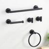 Black Stainless Steel Bathroom Hardware Set Towel Bar Toilet Paper Holder Clothes Hook Bathroom Roll Towel Rack Ring
