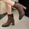 Pointed Toe Chunky Winter Women Ankle Boots Suede Designer Sexy High Heels Shoes 2025 Trend New Brand Pumps Goth Botas De Mujer