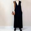 2022 Autumn/Winter Women's Sleeveless Long Vest Dress with Knee-High Slit Skirt