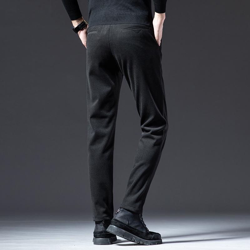 Men's Velvet Winter Pants: High-Grade Woolen, Elastic, Thick, Warm Casual Wear for Dad