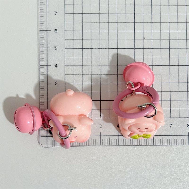 Cute Cartoon Pink Pig Keychain With Bell Pendant Little Pig Model Key Ring Jewelry Gift Decoration Accessories Children Gifts