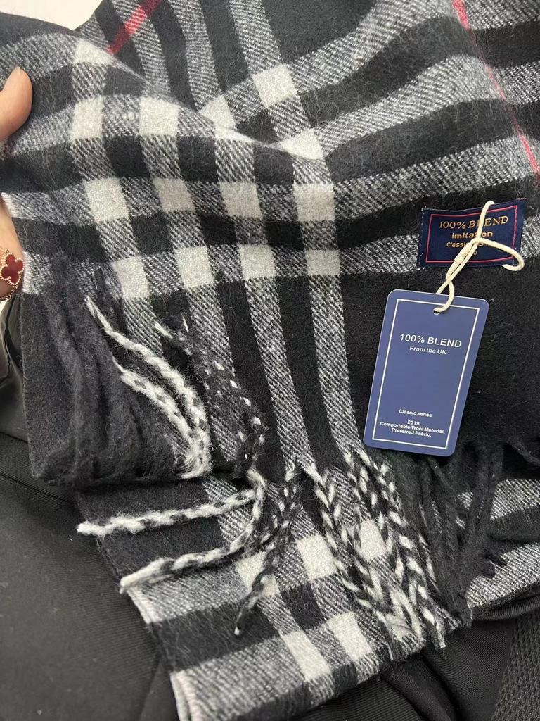 2024 Британский красный клетчатый шарф из искусственного кашемира: Теплый зимний подарочный платок на шею