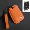 Suede Car Flip Key Case Cover for VW Volkswagen Golf 7 MK7 Tiguan MK2 T-roc T-cross Skoda Octavia Kodiaq Karoq Seat Ateca Leon