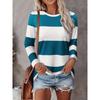 Spring and Autumn Round Neck 3D Stripe Printed Top Fashionable Casual Long Sleeved Women's T-shirts