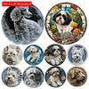 1pc 2d Flat Round Wooden Sign- 20cm Bedroom Artificial Ice Sculpture Window Decor Wreath Sign Decoration Gift Shih Tzu Theme Decoration
