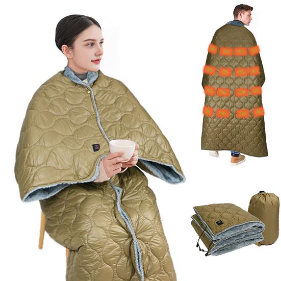 USB Rechargeable Heating Blanket Portable Heated Cape Electric Blanket with 3 Heat Levels 10 H Auto Shut-Off Overheat Protection