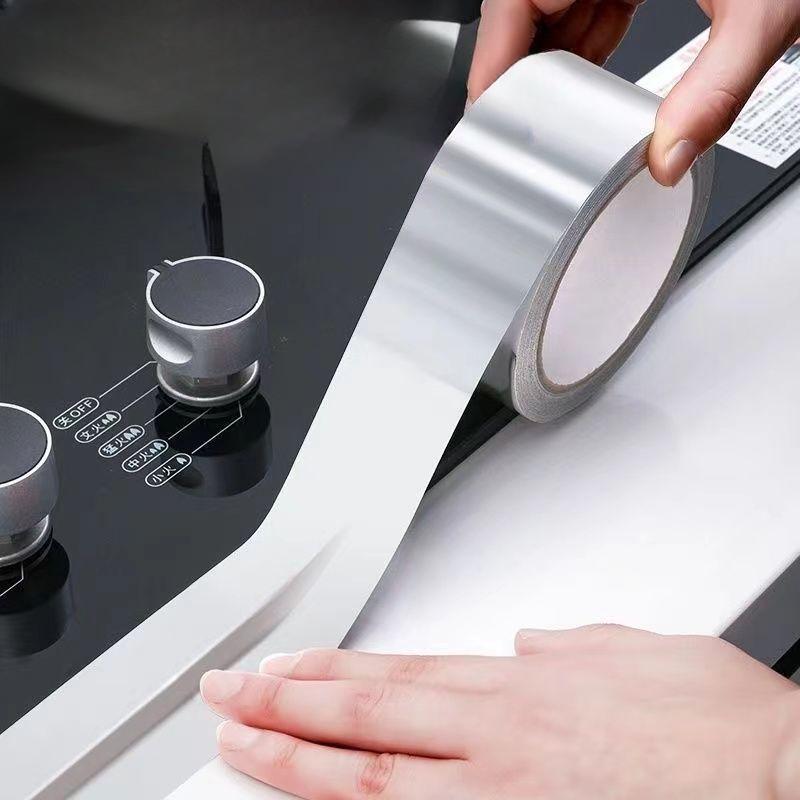 High-temperature Aluminium Foil Sticker for Kitchen Stove Tops Waterproof Sticker for Grease Resistant Sinks Self-adhesive Seam Stickers