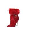 Fashion New High-heeled Pointed Niche Design Chain Hairy Boots European American Fashion Black Red Spicy Girl Sexy Women's Boots Size 43