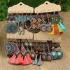 Colorful Tassels Earrings Set Ethnic Women Geometric Round Bronze Metal Drop Vintage Boho Wholesale Zircon Party Gifts