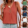 2023 Summer Women's V-neck Button Sleeveless Vest - European/American Fashion
