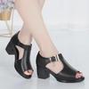 Women's Chunky Heel Peep-Toe Buckle Sandals - Fashionable Summer Style 2023