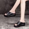 Fashion 2024 Summer New Fashion Solid Color Open Toe Women Slippers Wearing Thick Sole Slope Heel Comfortable Women's Shoes Outside